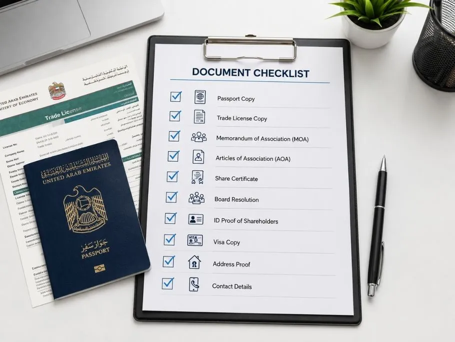 Documents required for company registration amendment UAE — checklist for trade license changes Modest Consulting Services